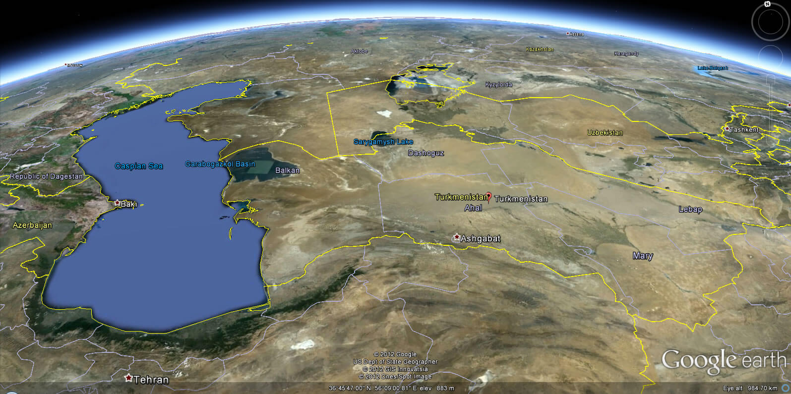 Turkmenistan Earth Map